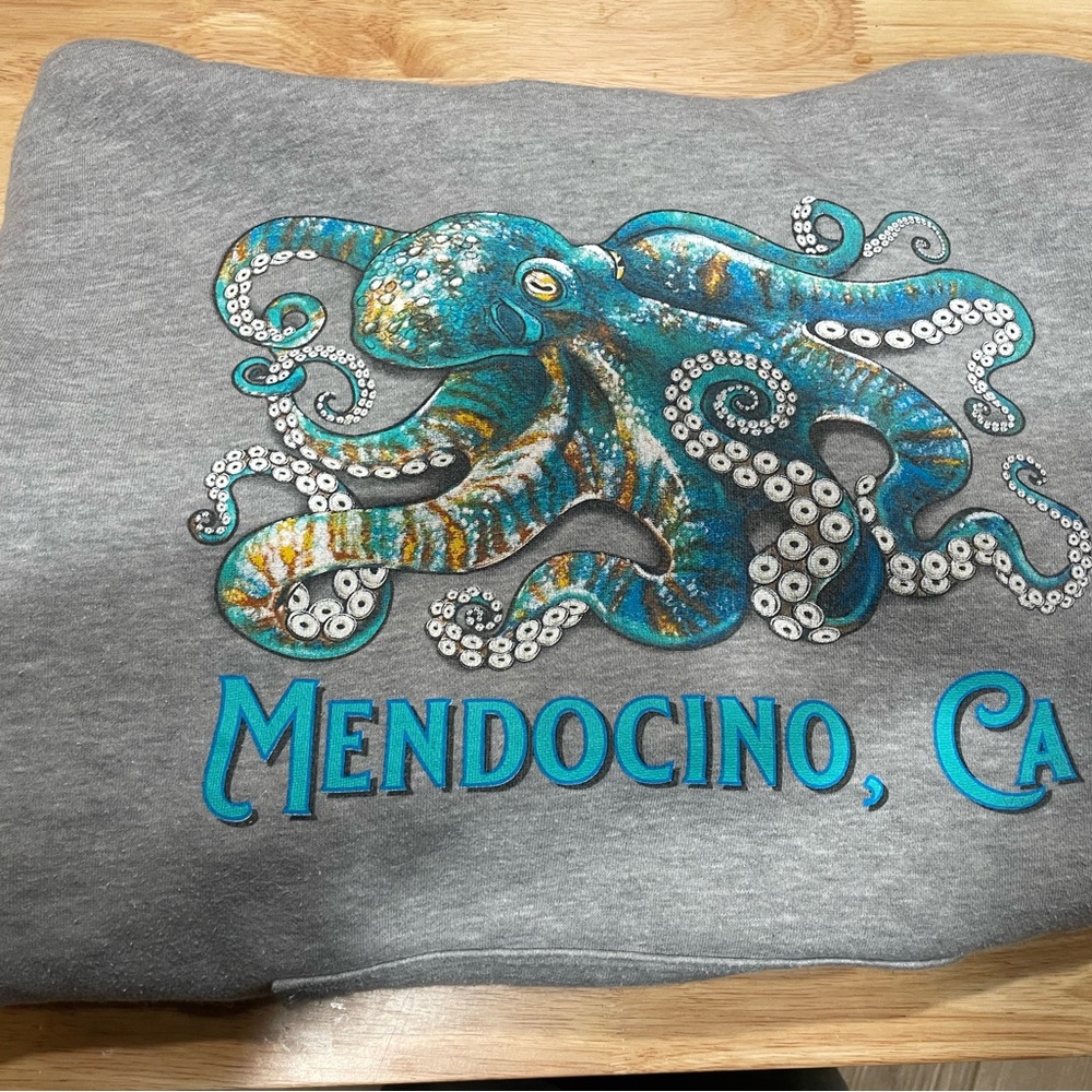 Gray Sweatshirt with Vibrant Octopus Design